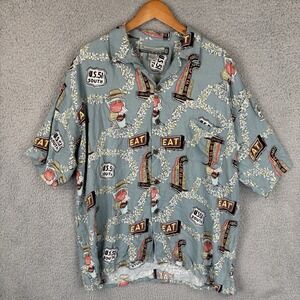 Pineapple Connection Hawaiian Camp Shirt Mens XL 100% Rayon Diner 50s US 51